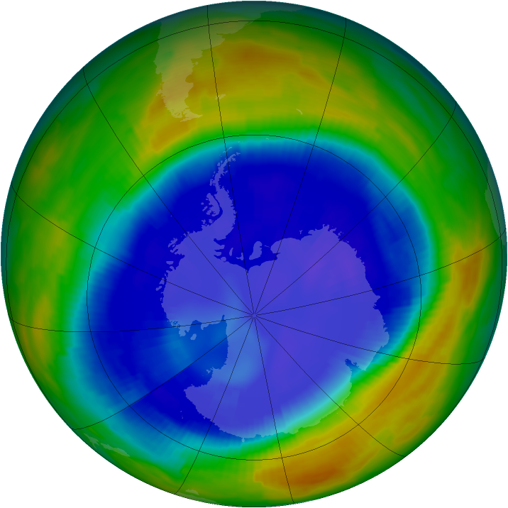 Antarctic ozone map for 03 September 1996